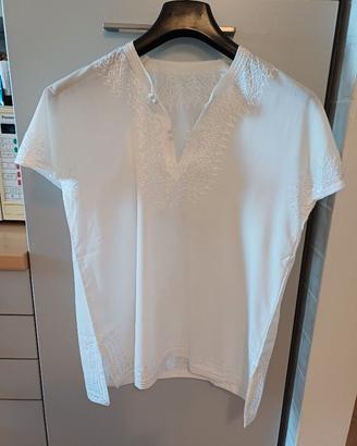 Blusa bianca Marocco etnica Unisex.
