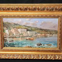 G. Toma – Marina con barche – Dipinto olio tavola