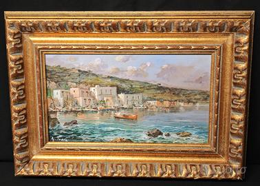 G. Toma – Marina con barche – Dipinto olio tavola