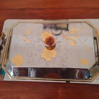 Antico Vassoio Antico Oro Acciaio Inox !8/10 Italy