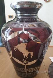 vaso in vetro e argento vintage
