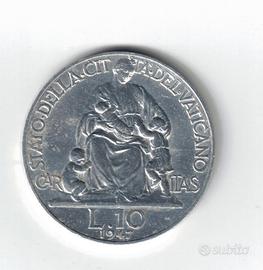 Moneta, Vaticano, 10 Lire, Papa Pio XII del 1947