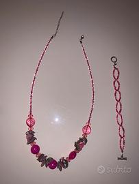 Set di gioielli bigiotteria nuovi:collana+braccial