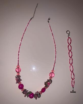 Set di gioielli bigiotteria nuovi:collana+braccial