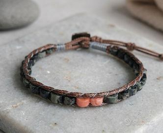 Bracciale artigianale perle di pietra naturali 