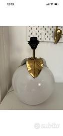 lampada anni 70 in ceramica bianca con foglie