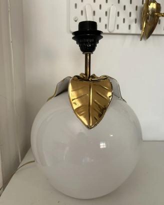 lampada anni 70 in ceramica bianca con foglie