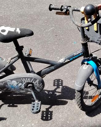 Bici bimbo B'Twin 14" con rotelle e accessori