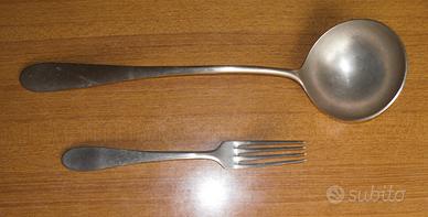 Mestolo e forchetta in ottone - da collezione