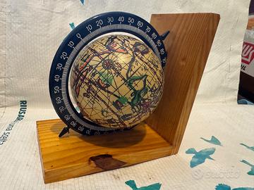 Coppia di fermalibri vintage con mappamondo