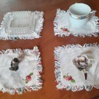 n.4 Tovaglioli,da tea e portaoggetti,in puro lino