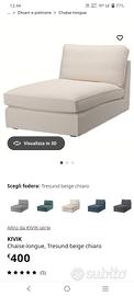 chaise longue Ikea kivik bianca in stoffa
