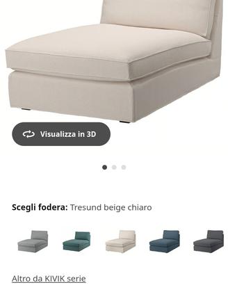 chaise longue Ikea kivik bianca in stoffa