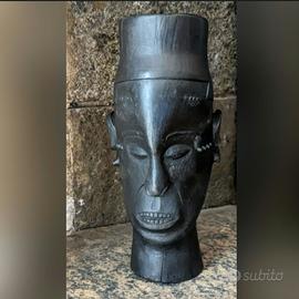 Scultura boccale cerimonia Kuba wood Congo anni 50