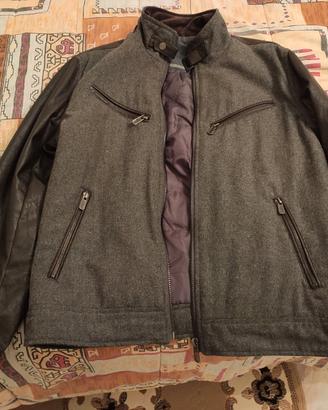 Giacca sportiva in pelle e tessuto taglia 48