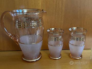 Set  2 bicchieri  con brocca vintage da collezione