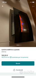 Caminetto elettrico da parete Luci h58/l92/p16
