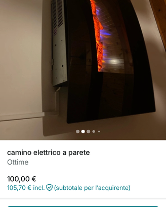 Caminetto elettrico da parete Luci h58/l92/p16