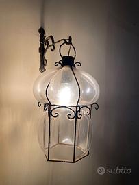 coppia applique-lampada Lanterna vetro ferro