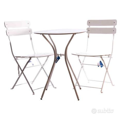 Set tavolino e 2 sedie pieghevole bianco