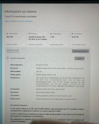 Workstation Dell prof. 48GB RAM / 7GB GPU/ 10TB