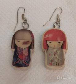 Orecchini pendenti stile Kokeshi/Kimmidoll