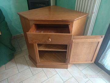 angoliera colore rovere in legno massello 