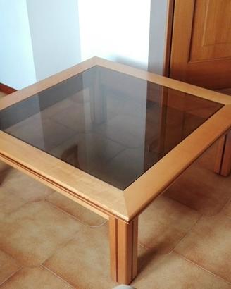 Tavolino da salotto in legno con vetro