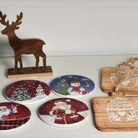 Set natalizio legno sottobicchieri e decori idee