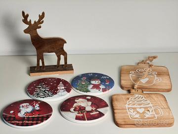 Set natalizio legno sottobicchieri e decori idee