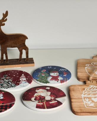 Set natalizio legno sottobicchieri e decori idee