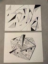 Coppia di disegni fatti a mano - 24x32
