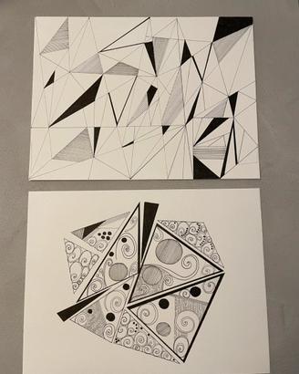 Coppia di disegni fatti a mano - 24x32