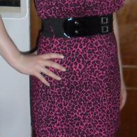 Vestito leopardato rosa donna tubino rockabilly