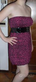 Vestito leopardato rosa donna tubino rockabilly