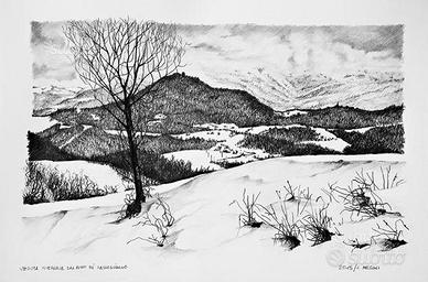 "Veduta invernale" disegno di Lorenzo Mesini