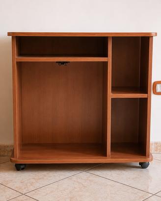 Mobile porta TV/ porta PC/libri in legno con ruote