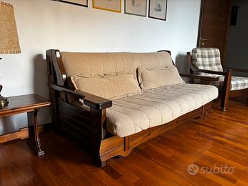 Divano letto con rete a doghe in legno