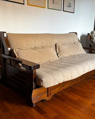 Divano letto con rete a doghe in legno