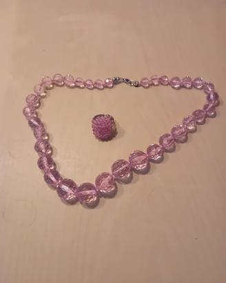 Collana in perle di vetro con anello