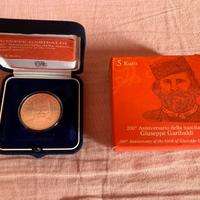 2007 Moneta Italia 5 Euro Garibaldi Argento FDC