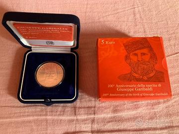 2007 Moneta Italia 5 Euro Garibaldi Argento FDC