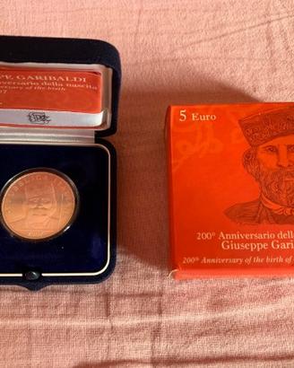 2007 Moneta Italia 5 Euro Garibaldi Argento FDC