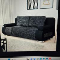 DIVANO LETTO IMBOTTITO 2 POSTI BARNEY GRIGIO/NERO