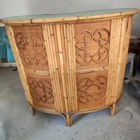 Mobile bar con due postazioni in vimini