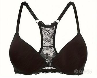 reggiseno nuovo nero con pizzo e chiusura frontale