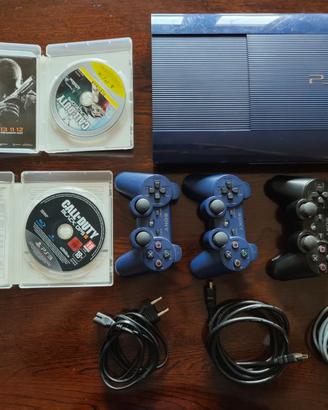 PS3 Slim Blue + 3 controller + 2 giochi 500GB