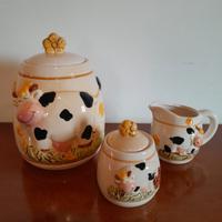 SET PORTA BISCOTTI, ZUCCHERO E LATTE IN CERAMICA 