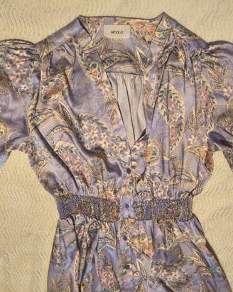 Vicolo Abito Lungo Lilla con Fantasia Paisley