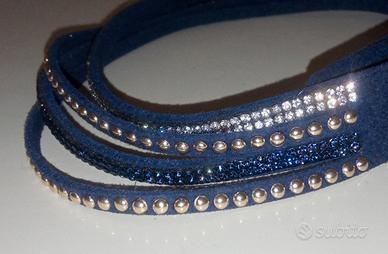 Bracciale multifilo in tessuto con strass